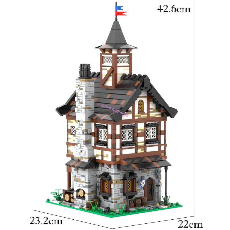 Décennie s de construction de maison Tudor médiévale, vue sur la rue européenne, idées créatives de bricolage, jouet rétro pour enfant, cadeau d'anniversaire, MOC, 2554 pièces