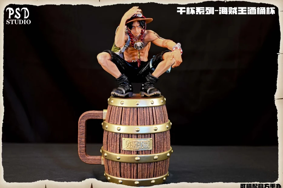 Collection Gift One Piece Barrel Cup Figure Luffy Ace Sabo Wine Cheers Series Gold Silver Ornament Doll Pvc Collection Gift