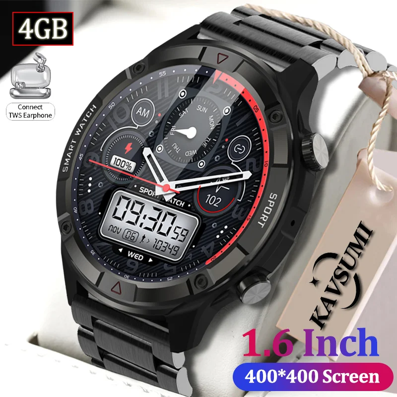 2023 New Bluetooth Call  Watch 1.6 Inch Full Touch Fitness Tracker  Smart Watch  4GB Local Music Link TWS Smartwatch Men Clock