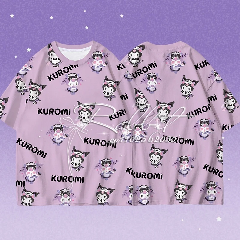 

25/26Summer Sanrio Series Kuromi Cartoon T-shirt A Must-have for Couples and Families in Fashion 3D Printed Casual Loose T-shirt
