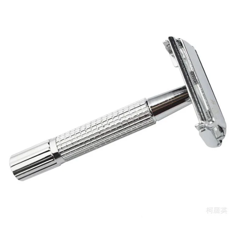 Klassieke 2-in-1 mannen Klassiek handmatig tweesnijdend scheermes Ontharing mes Baardtrimmer Scheerapparaat met reisspiegelbehuizing NJ-997