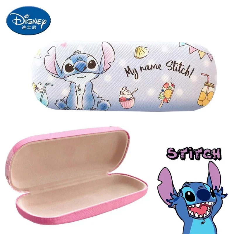 Estuche de gafas con estampado de Stitch de Anime de Disney, estuche protector de carcasa dura, caja de almacenamiento de gafas de estudiante,