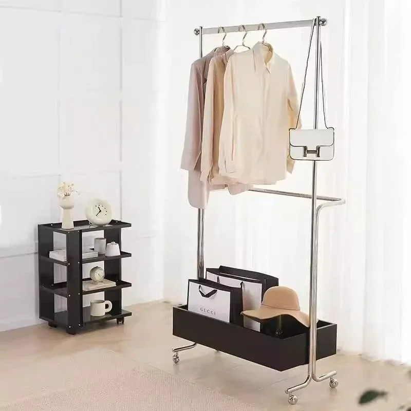 Mobile Standing Coat Rack With Wheels Hanging Bedroom Coat Rack Entrance Hall Metallic Mueble Para Ropa Living Room Furniture