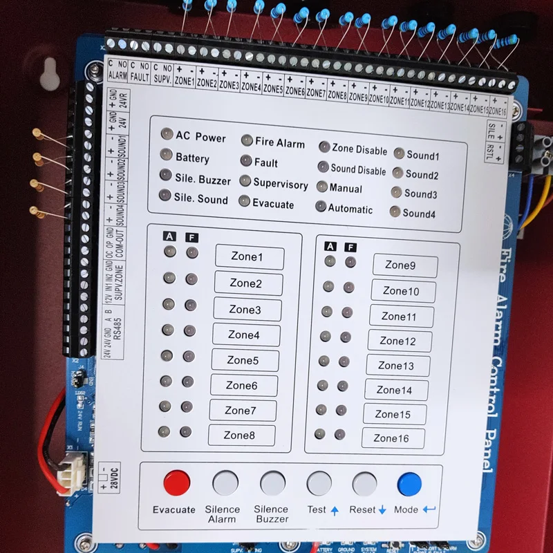 Feuer Alarm Control Panel with16 Zonen Konventionelle Feuer Alarm System Control Panel Sicherheit Host FACP