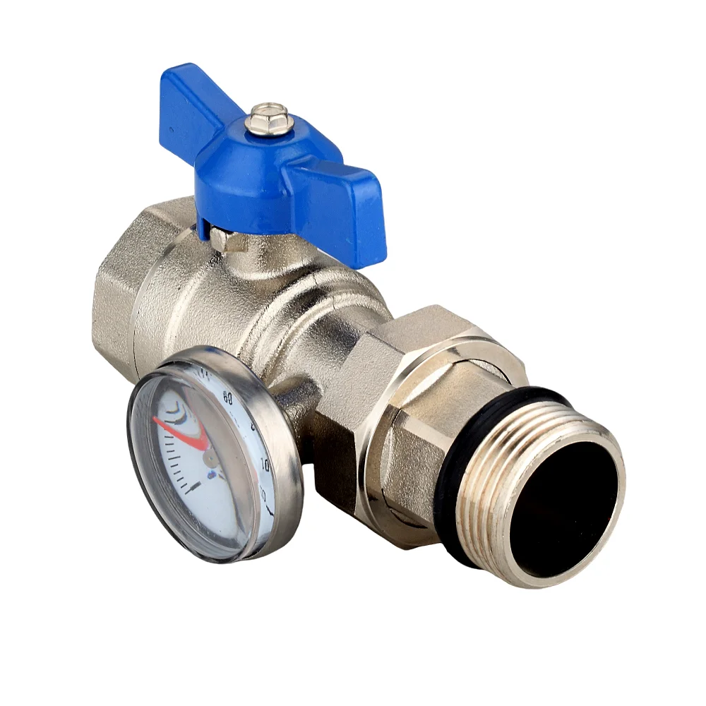 

ATV&UTVHUIBO Floor Heating Parts Modern Design Apartment Use Forged Brass Ball Valve Red Blue Thermometer Hydronic System 1 Year