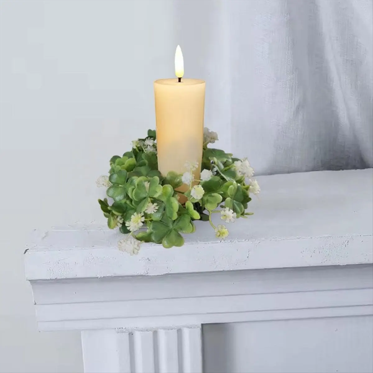 2026 NEW . 'S Day Shamrock Candle Ring Garland Charming Green and Flower Stand Spring Table Decoration