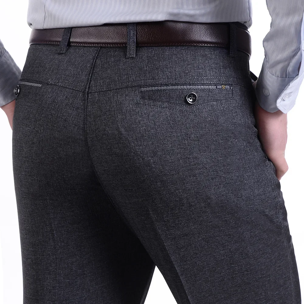 MRMT 2022 Men's Middle-aged Casual Loose Thin Pants Straight High Waist Trousers