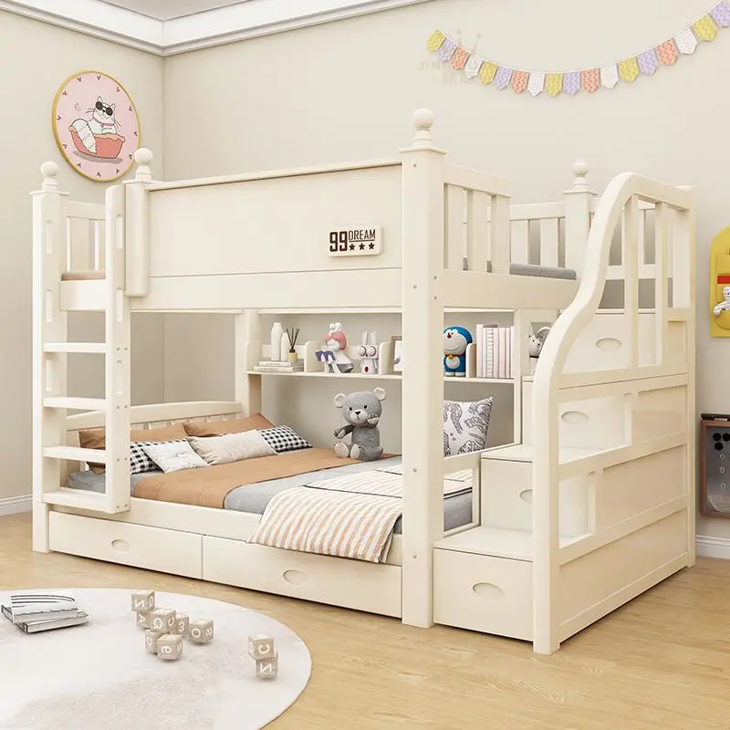 

Customizable upper and lower same width solid wood mother and child bed high and low bed bunk bed