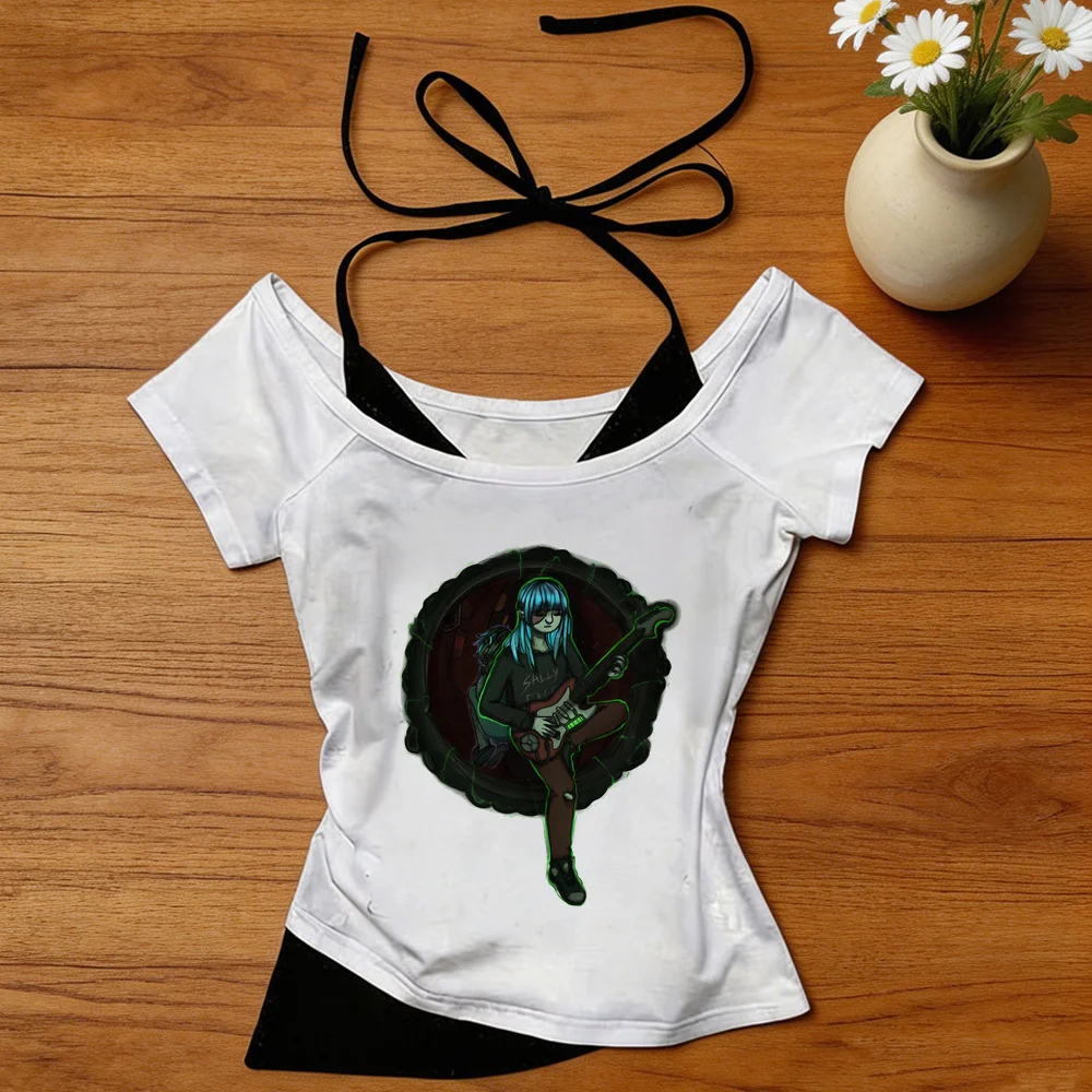 Sally Face crop top ladies 2000s gothic scene  harajuku japanese tshirt cute grunge harajuku korean fashion japanese