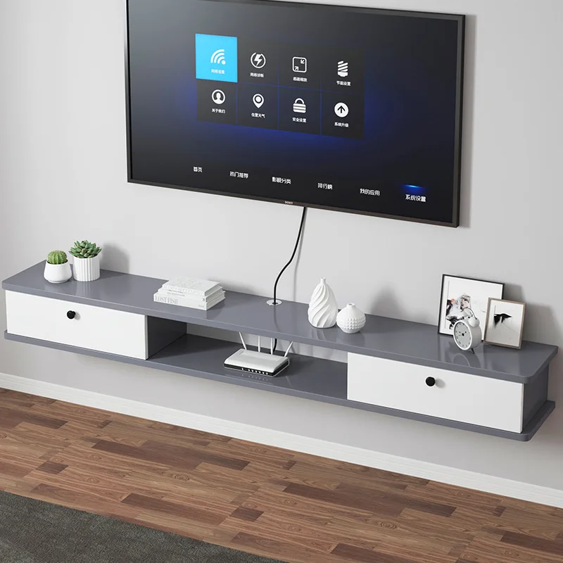 #Simple Modern Eco-Friendly Space-Saving Wall-Mounted MDF Panel Adjustable TV Cabinet Floating Set-Top Box Storage Home Furnitu