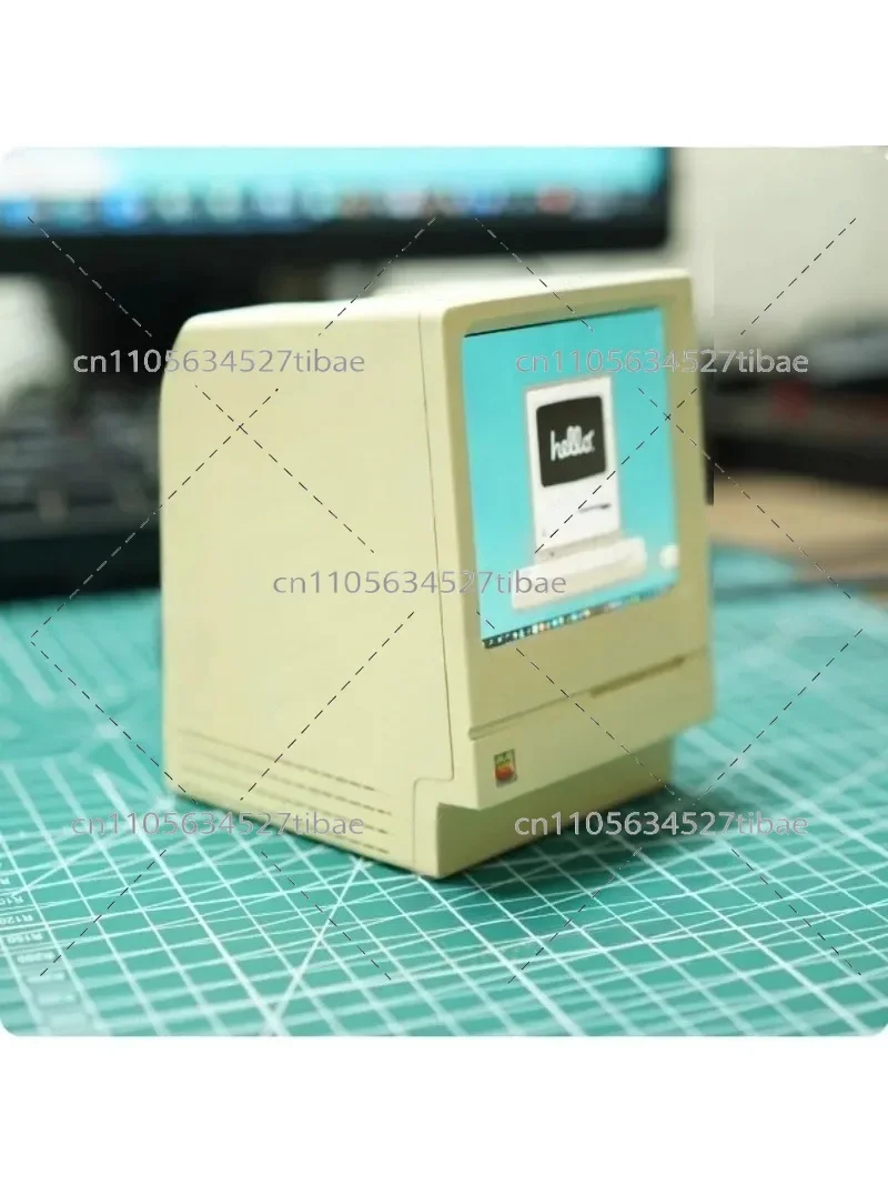 Vintage Retro Computer Case Replica with 7 Inch Mini Secondary Screen Desktop Decor