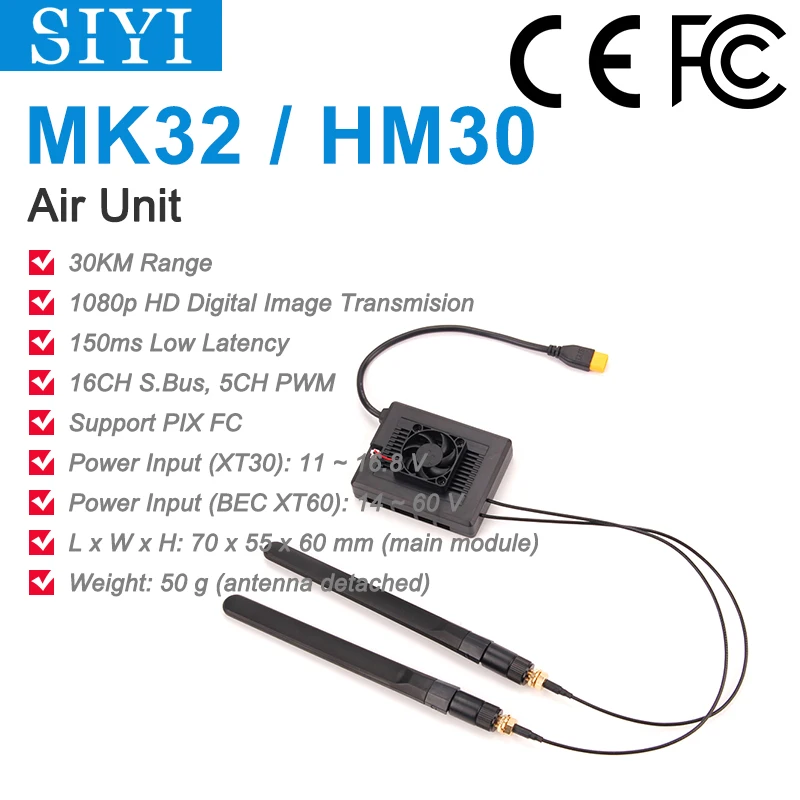 

SIYI MK32 HM30 MK15 Air Unit with Long Range Full HD 1080p Image Transmission SBUS PWM Ethernet Mavlink Telemetry Datalink