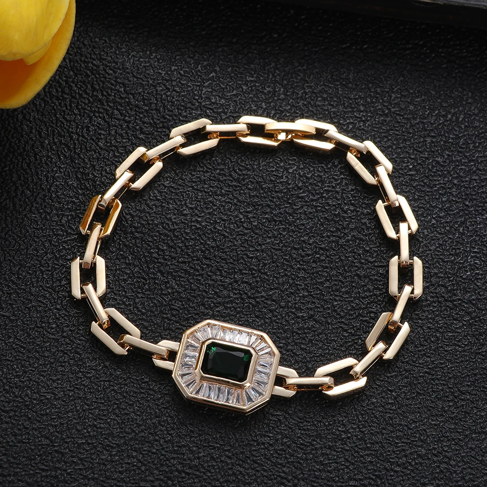 

New Hiphop Iced Out Cuban Links STACK BRACELET Jewelry For Women Wedding Party Cubic Zircon Aretes De Mujer Modernos B310