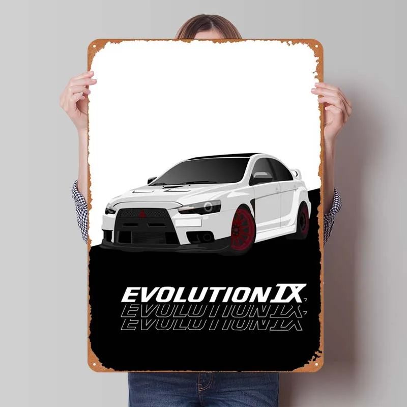 Lancer Evolution X Tin Sign Car Poster Decoration Wall Decor Living Room Decoration Vintage Metal Plate Coffee Bar Club America