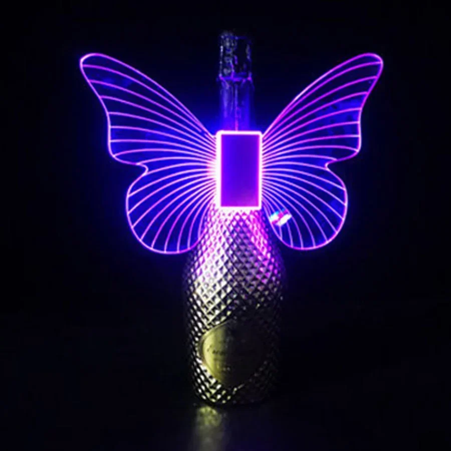 Rechargeable LED Strobe Baton Butterfly Wings Champagne Bottle Topper Sparkler Lamps Restaurant KTV Bar Club Party Decor