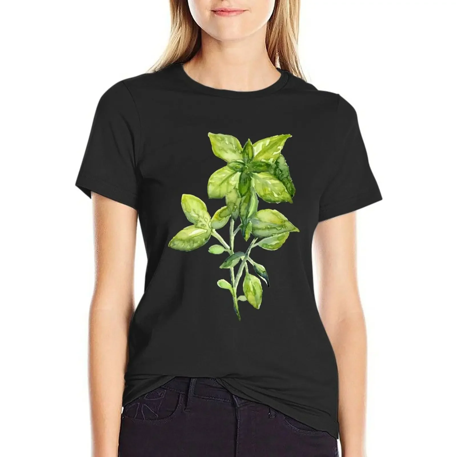 

Basil T-Shirt summer tops customs design your own lady clothes plus sizes oversized t shirts for Women