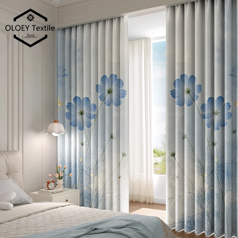 

Soundproof Thermal Insulated Cotton Linen Blackout Curtains for Living Dining Room Bedroom Thickened Custom Partition Curtain