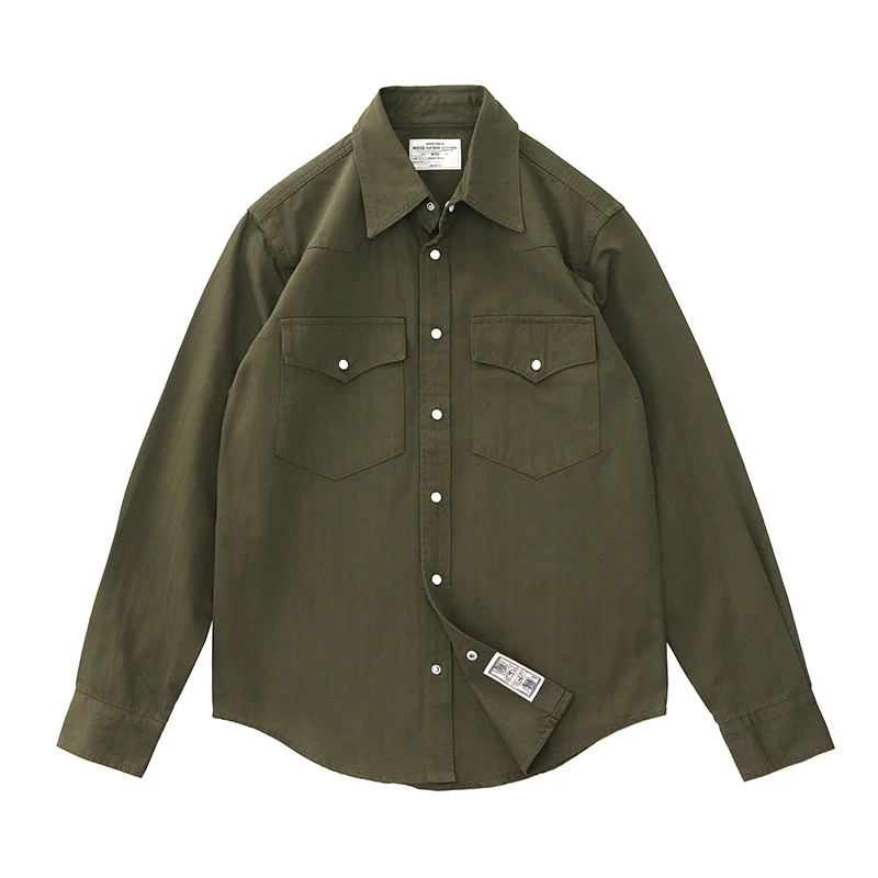 Cargo shirt men long sleeve May Khaki American vintage fit tough guy Spring and autumn with a casual shirt jacket