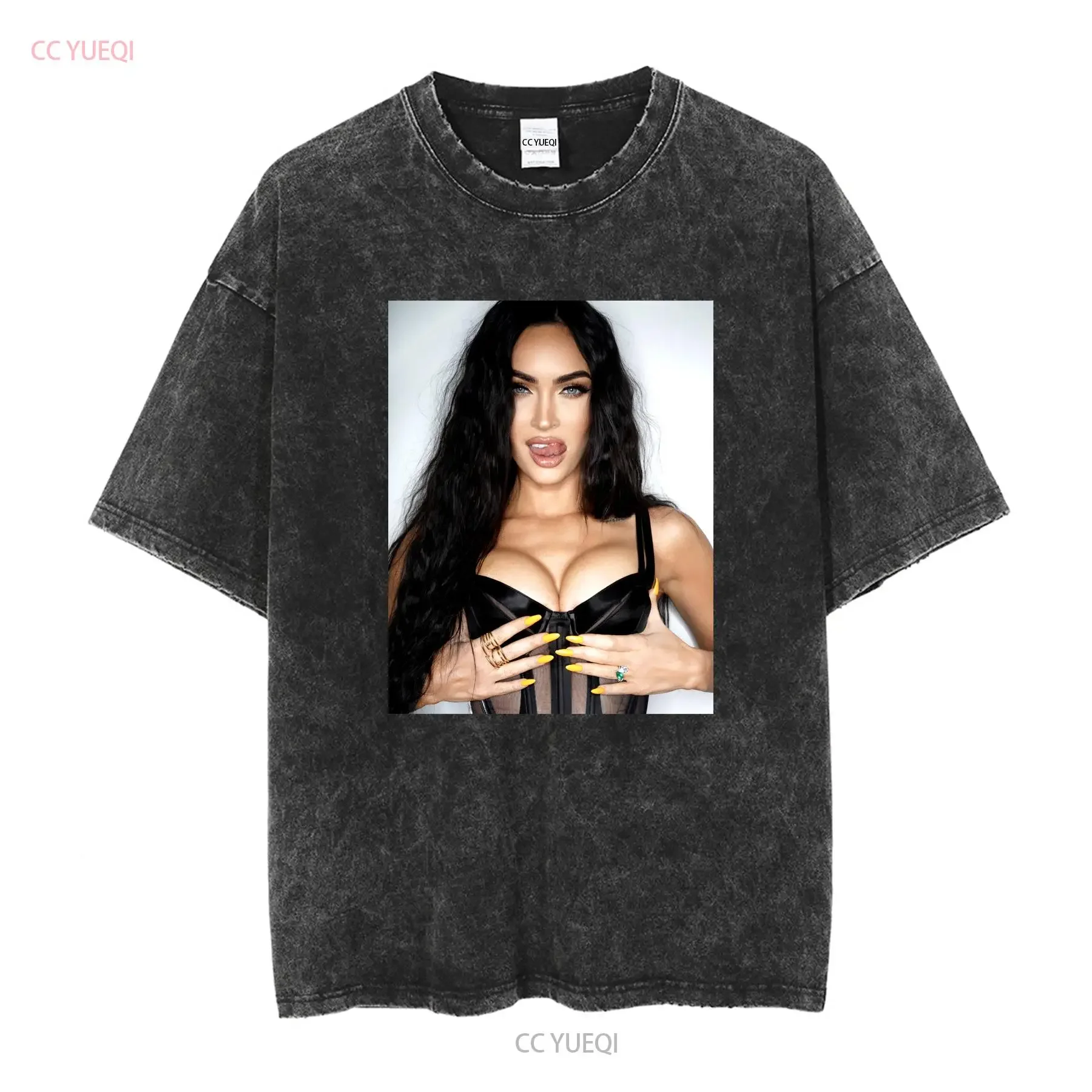 Megan Fox T shirt Poster long or short sleeves vintage Washed homme fashion Versatile Unisex Soft streetwear Stylish