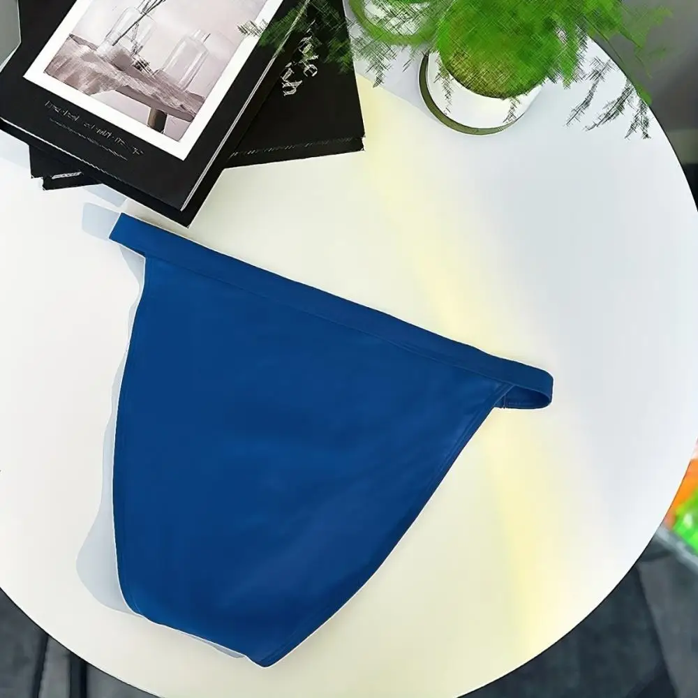 Mens Solid Color Swim Briefs Metal Chain Accent Sexy Beachwear Anti Embarrassment Swimming Trunks Soft Bathing Suit Men