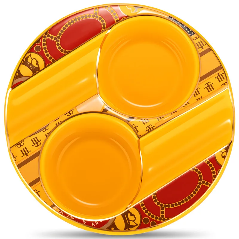 Large Caliber Circular Ceramic Cigar Ashtray with 2 Slot Smoke Trough High Quality Creative Ornament Pattern Cigar Ash Tray