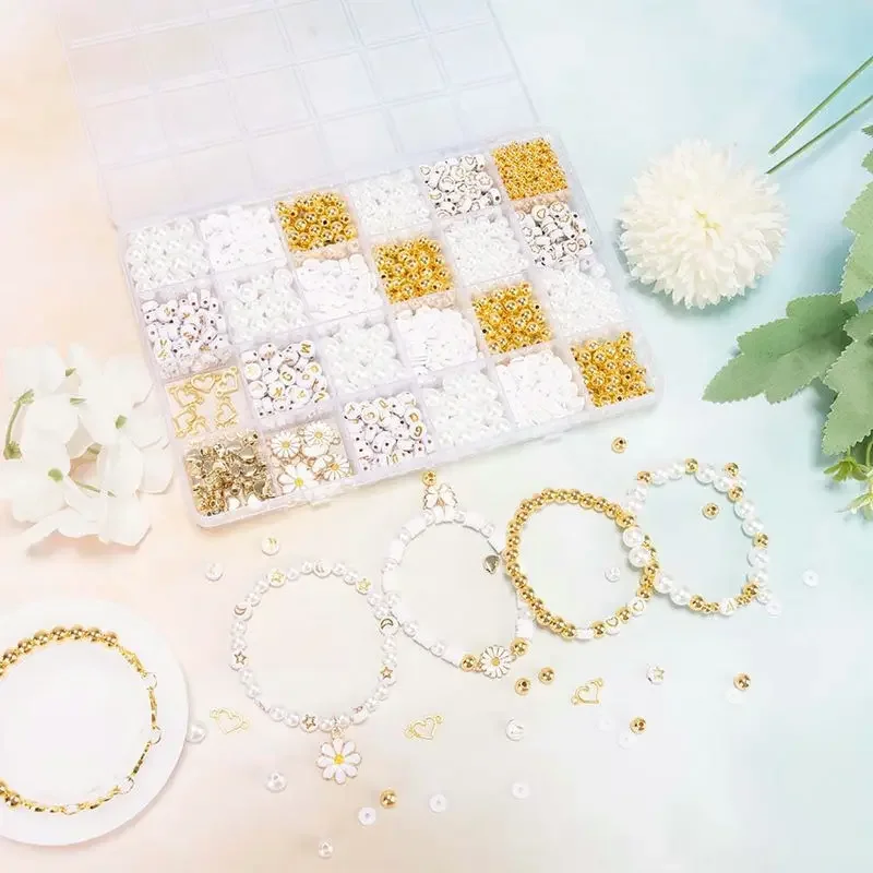 

Artificial pearls Clay Beads Bracelet Making Kit Polymer Clay Beads Kit with Charms for Jewelry Making Crafts Birthday Gifts