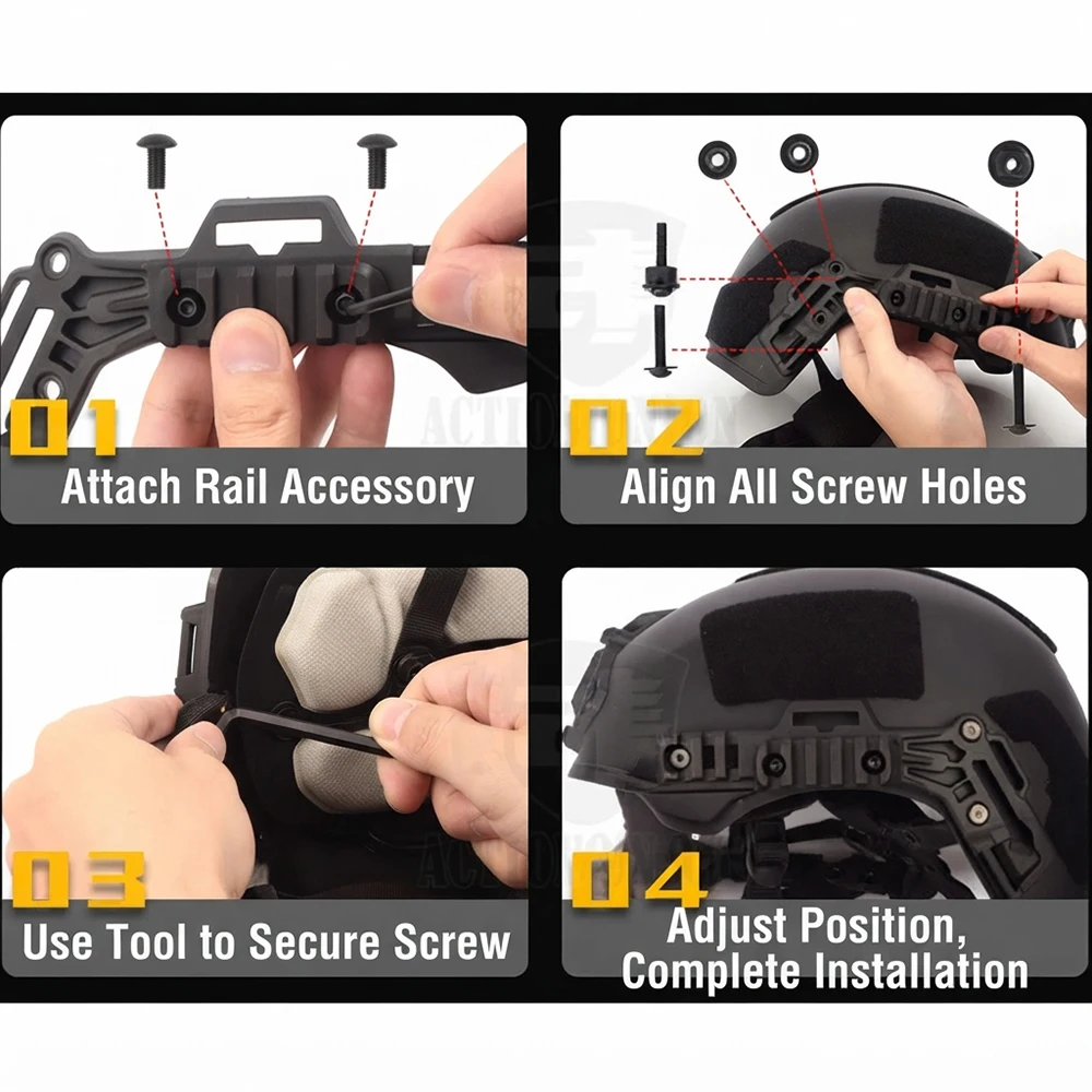 Tactical Helmet Side Rails for Team Wendy EXFIL 3.0 Nylon T-Slot Mount Kit for Comms Light Goggle NVG Bungee Anti-Glare 3 Colors