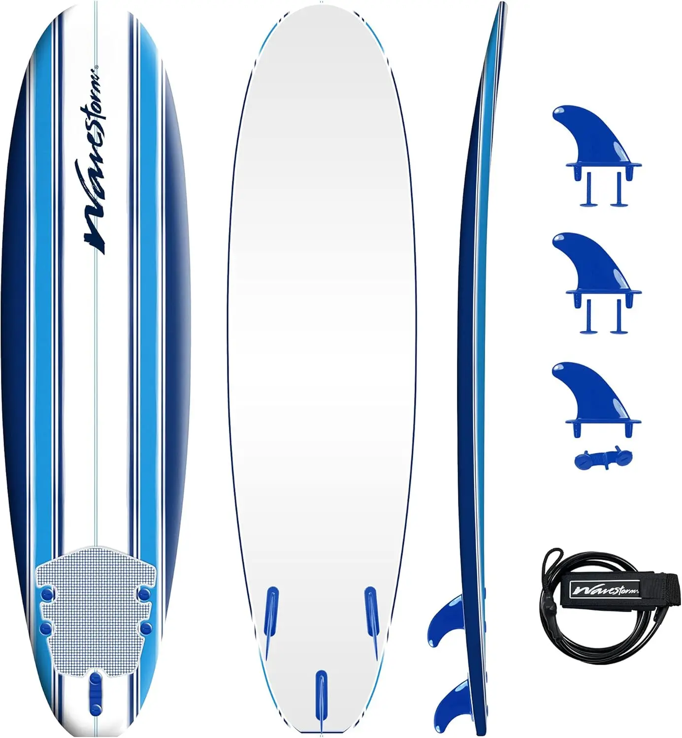 Classic Soft Top Foam 7ft Surfboard Surfboard for Beginners and All Surfing Levels Complete Set Includes Leash and M