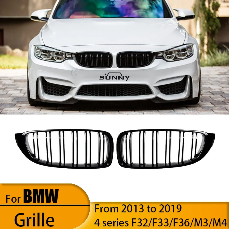 

Подходит для BMW 4 серии 13-19 F32 F33 F36 M3 M4, глянцевая черная центральная сетка для модернизации с двойной планкой