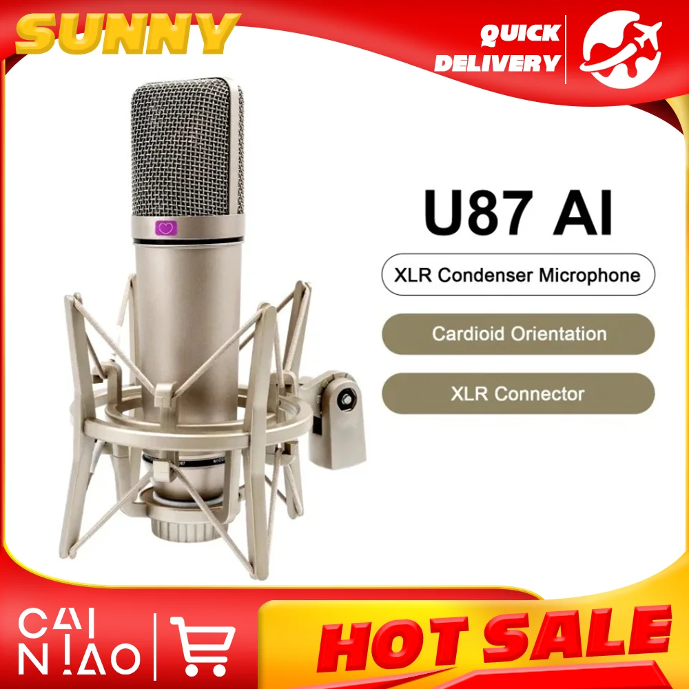 U87 AI XLR Microphone Professional Cardioid Studio Mic for Recording Podcasting Voice Over Streaming Home Studio