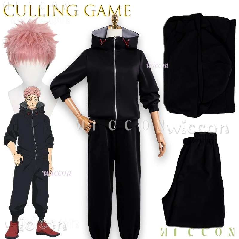 Disfraz juego Jujuu JJK Anime Itadori Yuji Cosplay disfraz peluca última Sudadera con capucha pantalones Halloween Navidad disfraces sexy