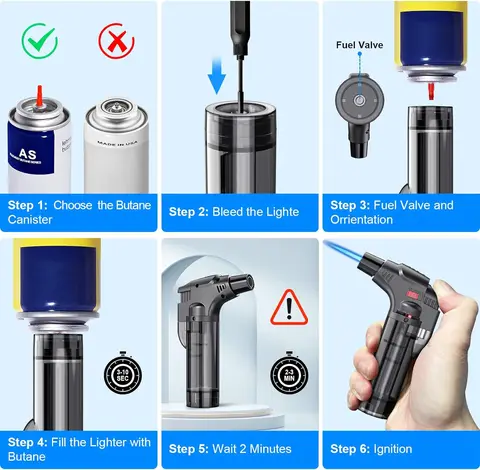 Комплект из 4 зажигалок-фонарей, ветрозащитные зажигалки, газовые зажигалки на бутане, аксессуары для дыма, инструменты для гриля на открытом воздухе, новинка 2024 года топ 12 зажигалка для дыма - №7