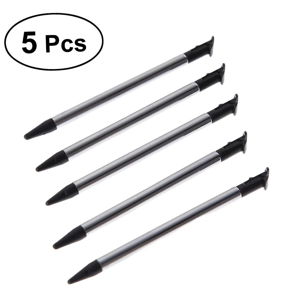 

5Pcs Retractable Metal Stylus Pen Rubber Tip High Precision Compatible for Nintendo Touch Screen Devices Black