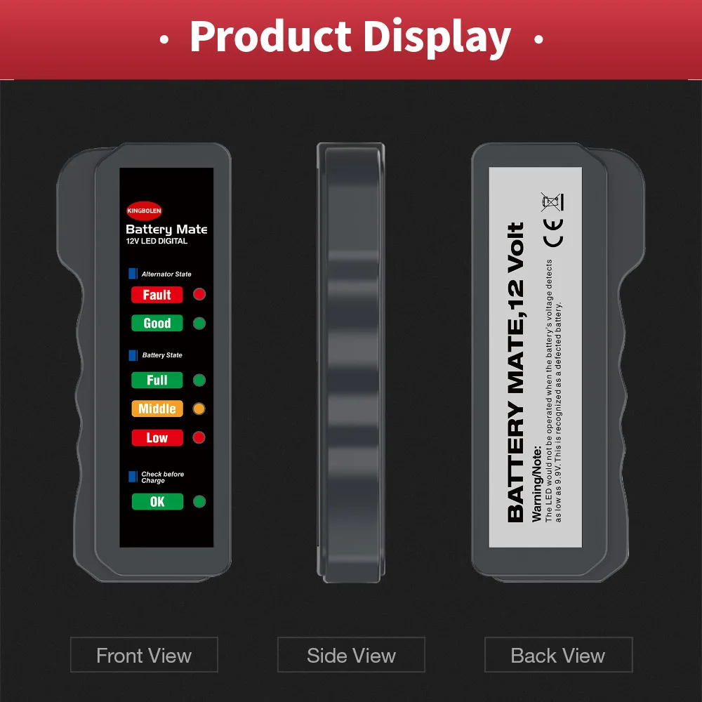 جهاز اختبار بطارية السيارة 12 فولت، جهاز اختبار المولد للسيارات، مدقق البطارية، محلل للتحقق من المولد ونظام شحن البطارية #4