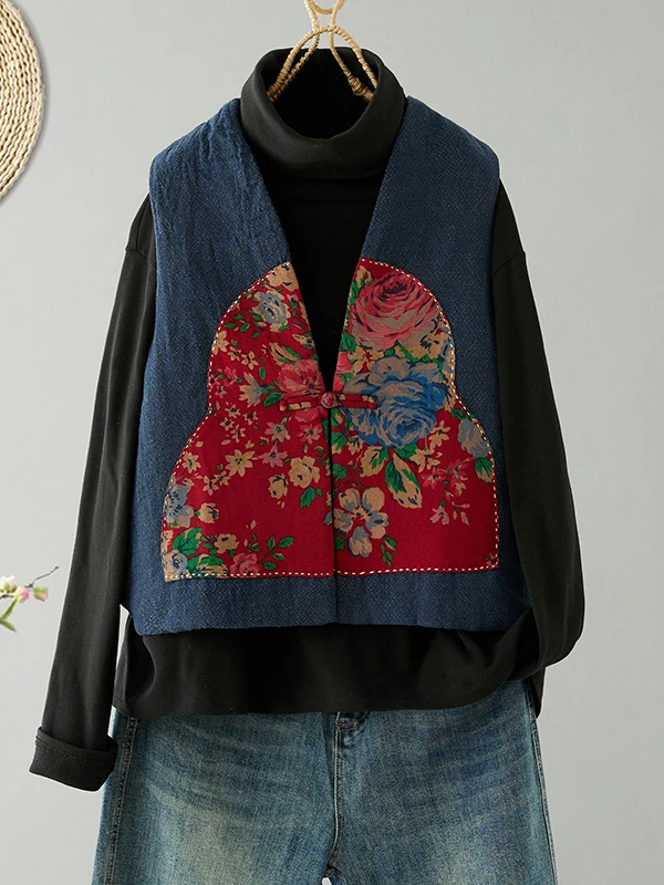 

Ort Хлопковый льняной открытый кардиган Женская верхняя одежда Sle Китайский ретро хлопковый жилет с накладками на плечах Этнический тренд Свободный крой V Ne