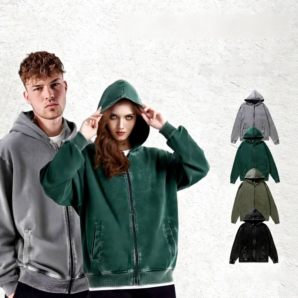 

Cycling Jacket Men's Cotton Washed Sweatshrit Coat Casual Loose Zipper Hooded Jacket Fashion Autrumn Warm Pocket Coats Tops