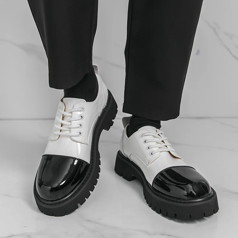 

Мужские туфли дерби из ПУ с цветными вставками, на толстой подошве, профессиональные, классические, универсальные, модные, деловые туфли для мужчин