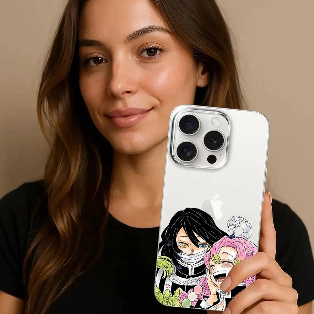 Iguro Obanai D-Demon Slayers Telefoonhoesje voor IPhone 17 16 15 14 Plus 13 12 11 Pro Max Telefoon achterkant Transparant Schokbestendig Cov