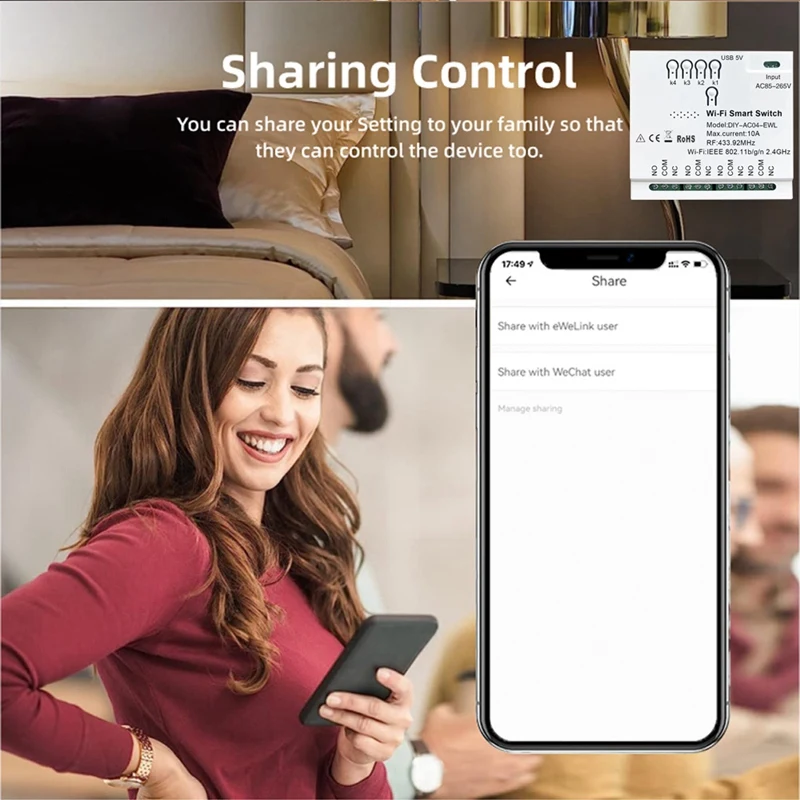 4CH Ewelink Wifi Smart Switch+RF433 Remote 2.4G Wifi Smartlife Home Automation Module For IFTT Alexa Google Home