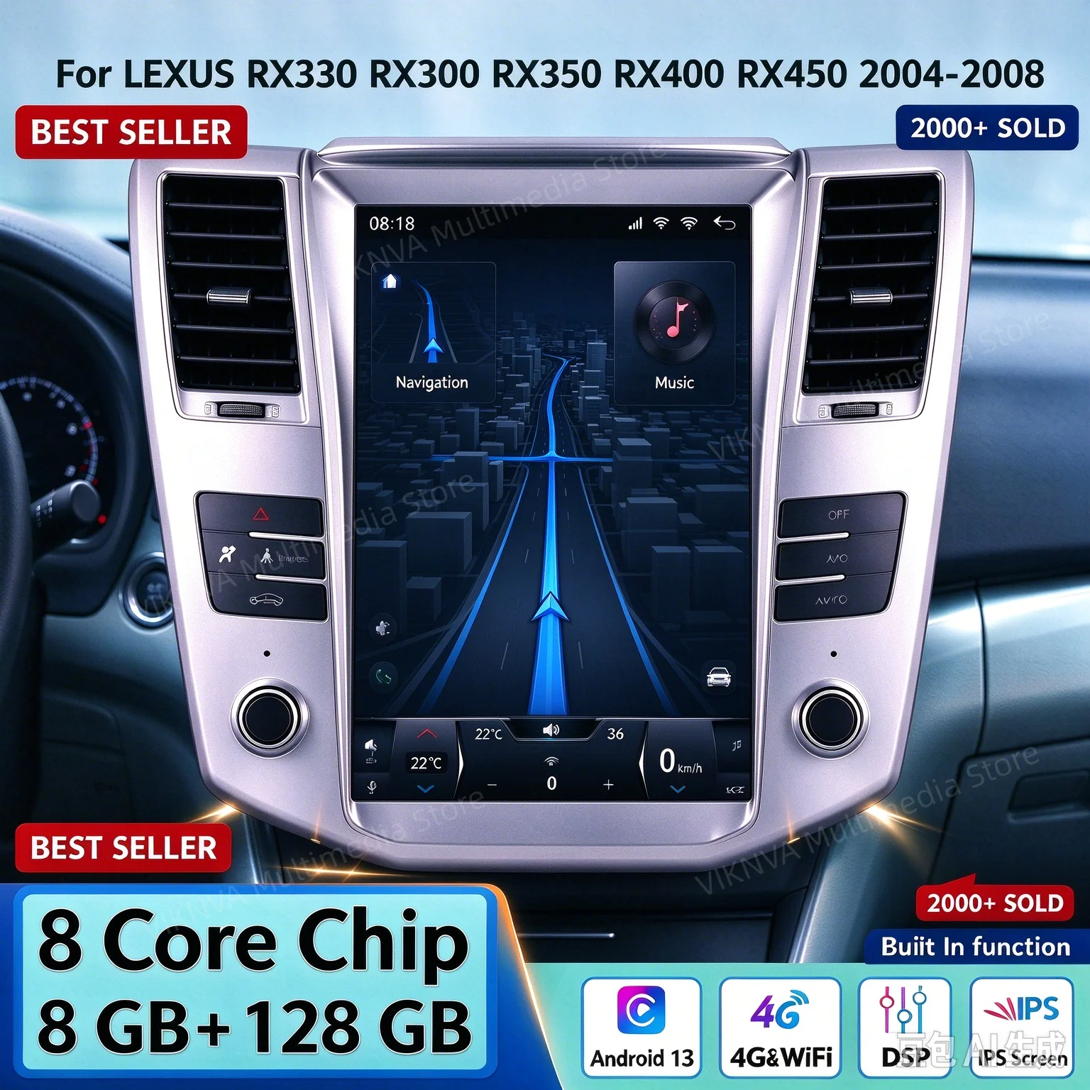 128G Android Car GPS For Lexus RX300 RX330 RX350 RX400h Toyota Harrier Radio Video Player AutoRadio Tape Recorder