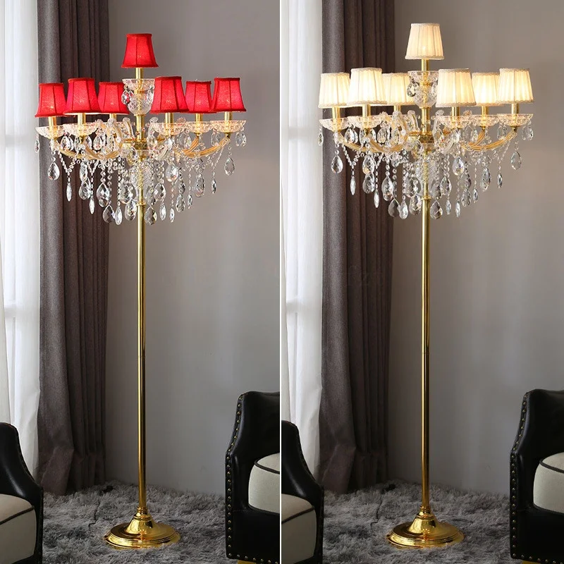 Imagem -05 - Modern Luxury Crystal Table Light Nordic Iluminação Interior American Living Room Decor Table Lamp Quarto Bedside Golden Floor Lamp