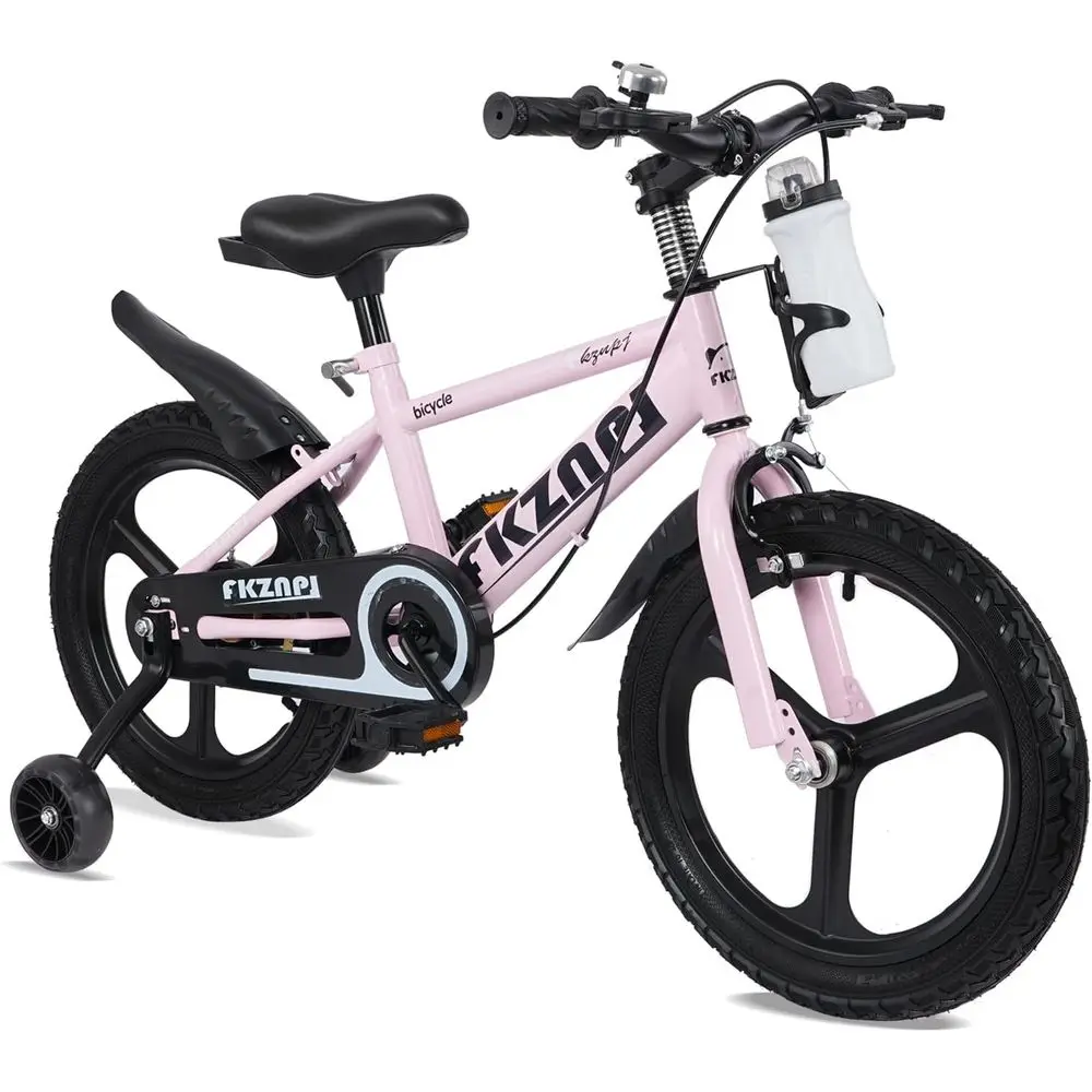 

Children's 16 Bike with Glowing Training Wheels, Rear V-Brake, Adjustable Seat for Ages 3-9