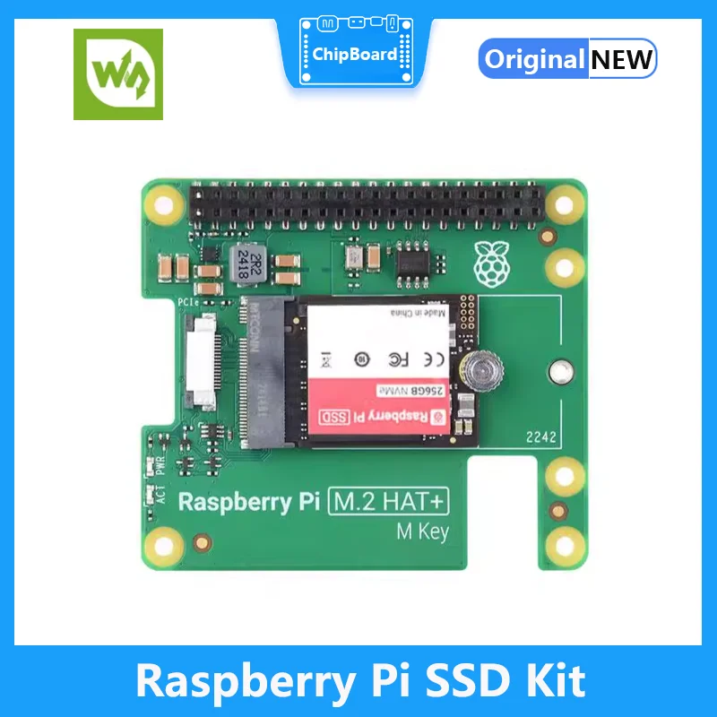 

Official Raspberry Pi SSD Kit 256GB/512GB High-speed Solid State Drive And Raspberry Pi M.2 HAT+ Complies With PCIe Gen 3 New