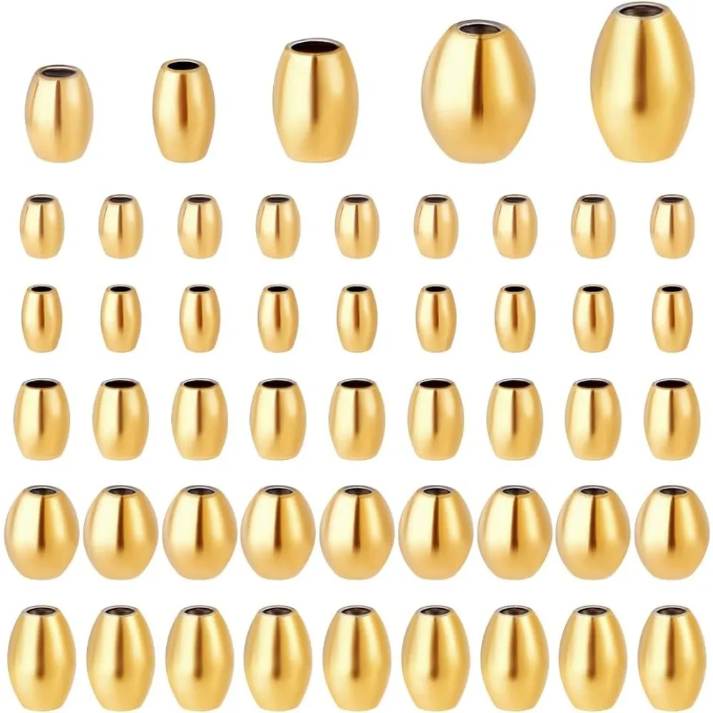 

170Pcs Stainless Steel Beads 5 Size 4~7mm Metal Spacer Beads Bead Oval Loose Bead for Earrings Necklaces Bracelets