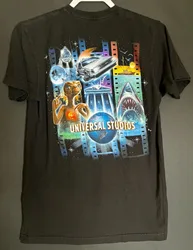 Universal Studios T Shirt Size M Black Double Sided E Jaws Doloreon Earth