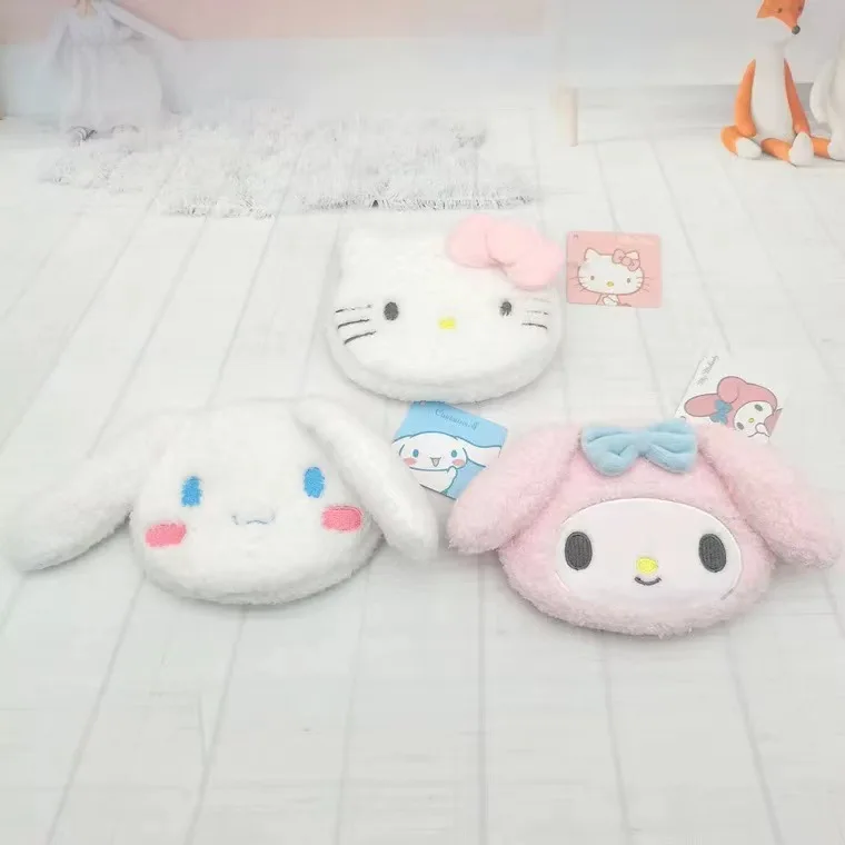 محفظة نقود من القطيفة Kawaii Sanrio للفتيات ، حقيبة تخزين متعددة الوظائف ، حقيبة تخزين ، كرتون قرفة ، ميلودي ، مرحبا كيتي