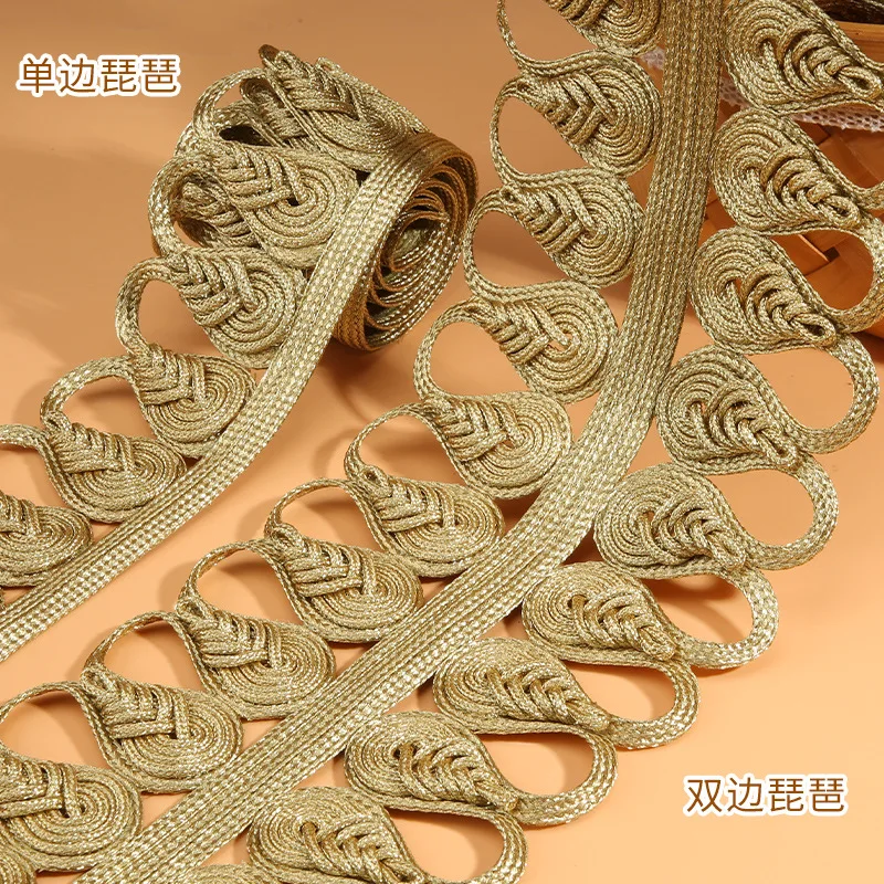 

1yard 13.8cm width Gold Hand-woven lace ribbon, military uniforms,dresses,clothes,retrodecorative clothing accessories trim