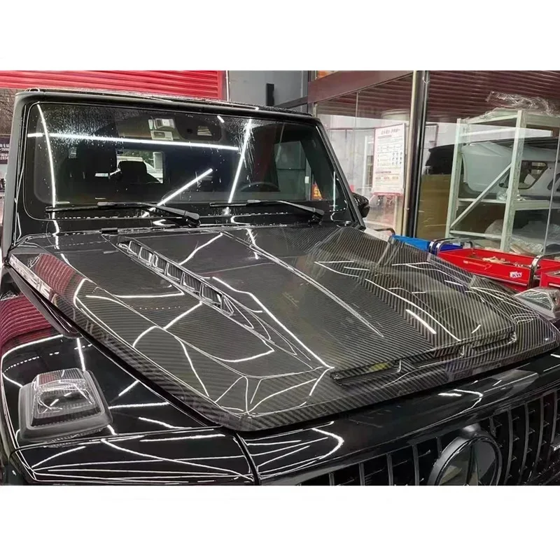 

Real Dry Carbon Fiber Hood for G Class W464 G500 G63 2018+ Hood Cover Engine Bonnet Topcar Style