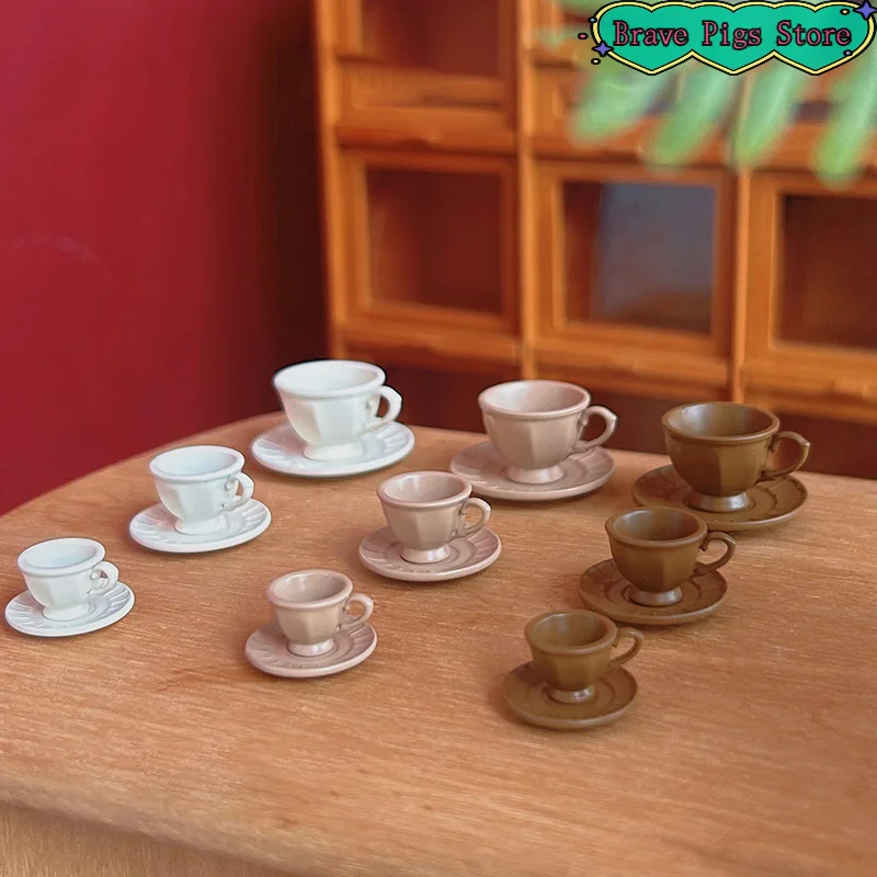 1Set Coffee Cup And Saucer French Kit Home Desktop Decoration Miniature Afternoon Tea Scene