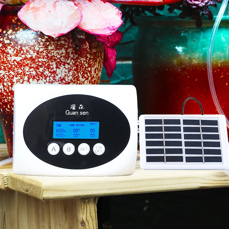 

Intelligent Garden Watering Pump Controller Indoor Automatic Drip Irrigation Watering System Timer Kit Solar Energy Charging